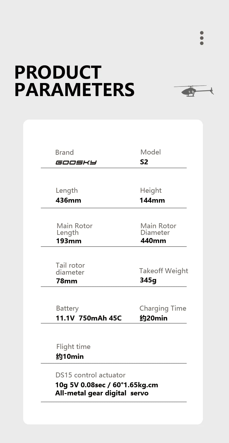 Goosky Legend S2 Helicopter Standard Kit (BNF) - Green/Yellow