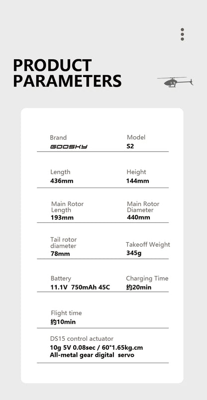 Goosky Legend S2 Helicopter Standard Kit (BNF) - Red/Yellow